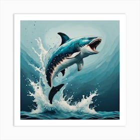 Shark Jumping Art Print