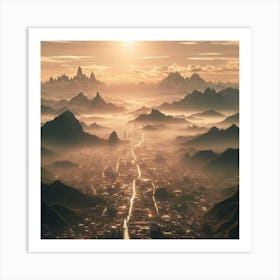 City In The Mist Art Print