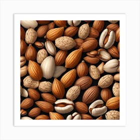 Almonds On A Black Background 11 Art Print