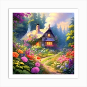 Cottage In The Woods Art Print