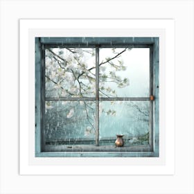 Window In The Rain Art Print