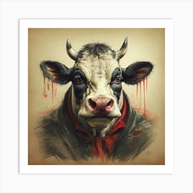 Cow With Blood On His Face Art Print