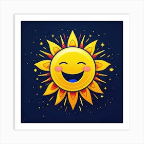 Lovely smiling sun on a blue gradient background 115 Art Print