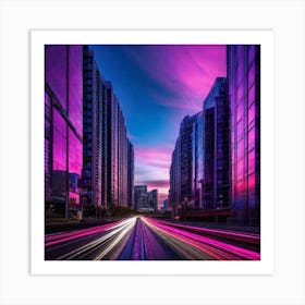 Purple City Skyline 4 Art Print