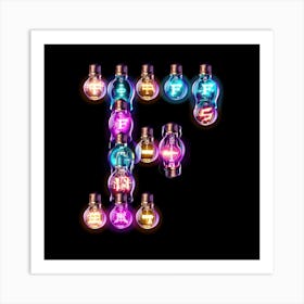 Letter F made of LIght Bulb 1 Art Print