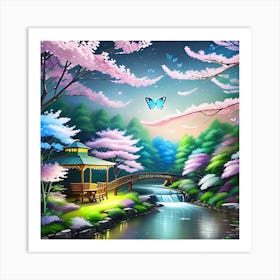 Cherry Blossoms In The Park 1 Art Print