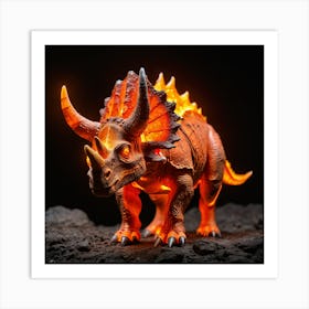 Glowing Magma Triceratops Art Print