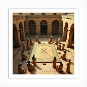 Ancient Egyptian Game Of Senet Played By Noble Families In A Courtyard 1 Art Print