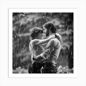 Lovers Rain Art Print