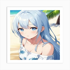 Anime Girl On The Beach 2 Art Print