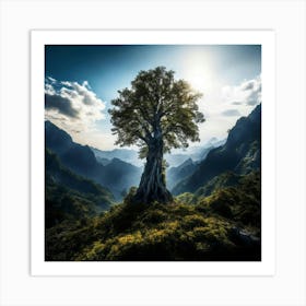 Lone Tree In The Mountains Art Print