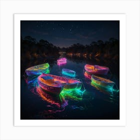 Boats In The Night 1 Art Print