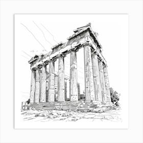 A Temple Of Olympian Zeus In Athens Hand Drawn S 1720009068 4 Art Print