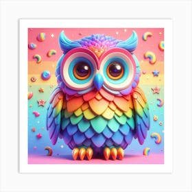 Rainbow Owl 2 Art Print