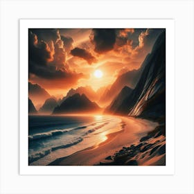 Sunset At The Beach 11 Art Print