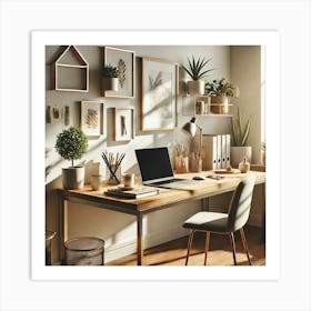 Modern Home Office Wall Art A Stylish Workspace With Natural Light And Minimalist Decor, Perfect For Enhancing Productivity And Aesthetics In Your Home Print Art Art Print