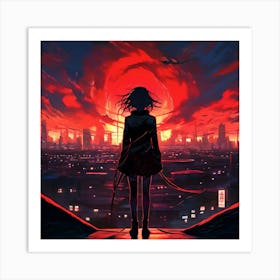 Anime Figure Clad In Black Attire Art Print