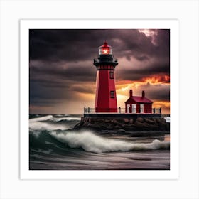 Lighthouse At Sunset 23 Art Print