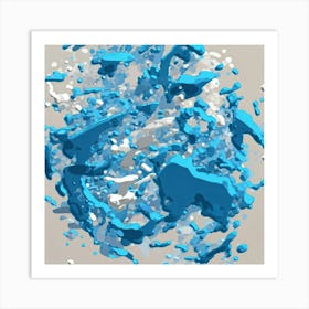 Blue Paint Splashes Art Print