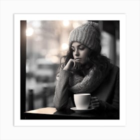 Girl With A Cup Of Coffee 2 Art Print