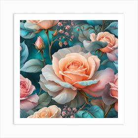 Eternal Elegance: Digital Roses in Harmony Art Print