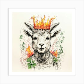 Goat With A Crown Art Print