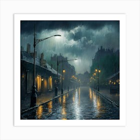 Rainy Night In Paris Art Print