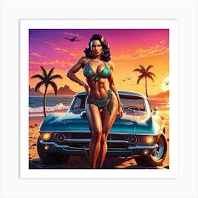 Sexy Girl In Bikini Art Print