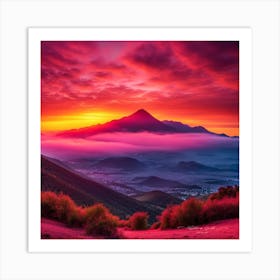 Sunset Over A Mountain Art Print