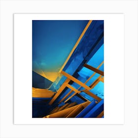 Abstract Blue And Yellow 1 Art Print