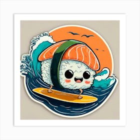 Sushi Surfboard Sticker 2 Art Print