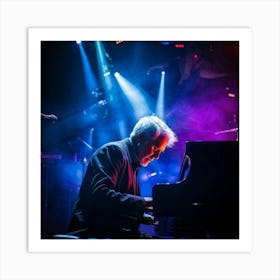 Grey Haired Pianist Deep Lines Etched Into His Face Due To Years Of Expression Lost In His Perform 1 Art Print