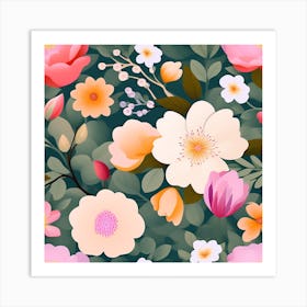 Floral Seamless Pattern Art Print