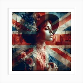 A british flag, a woman Art Print