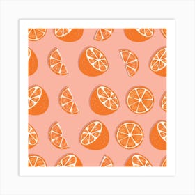 Orange Pattern On Pink Square Art Print