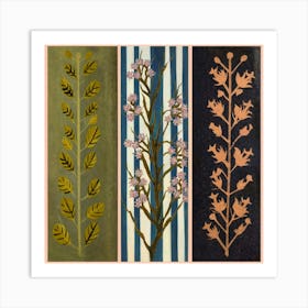 Three Paintings Of Flowers 3 Art Print