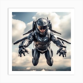 Futuristic Man Flying In Space Art Print