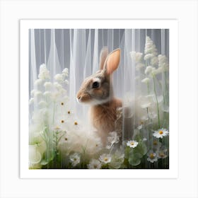 Rabbit In A Curtain Art Print