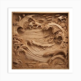 255233 Wooden Sculpture Of A Seascape, With Waves, Boats, Xl 1024 V1 0 Art Print