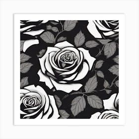 Black And White Roses 3 Art Print