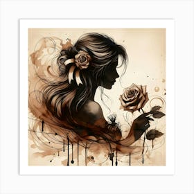 Girl With Roses 1 Art Print