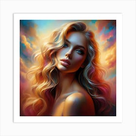 Beautiful Woman In The Sky Art Print