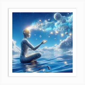 Meditating Man In The Water Art Print