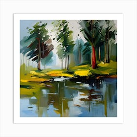 Into The Forest Landscape Abstract Painting Art Print Art Print