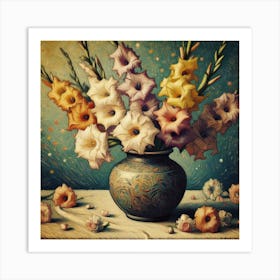 Vase with Gladioli 3 Art Print