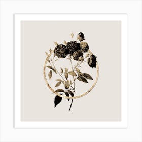 Gold Ring Ternaux Rose Bloom Glitter Botanical Illustration n.0286 Art Print