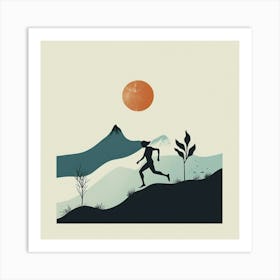 Silhouette Of A Runner 2 Art Print