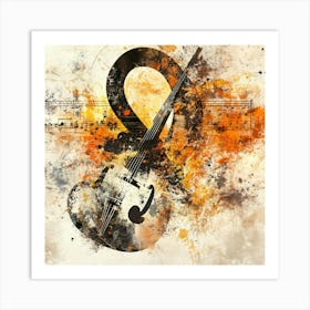 Violin On Music Sheet Art Print