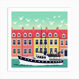 Boat In A Harbor Art Print