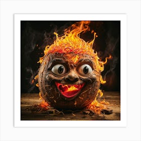 Halloween Pumpkin On Fire Art Print